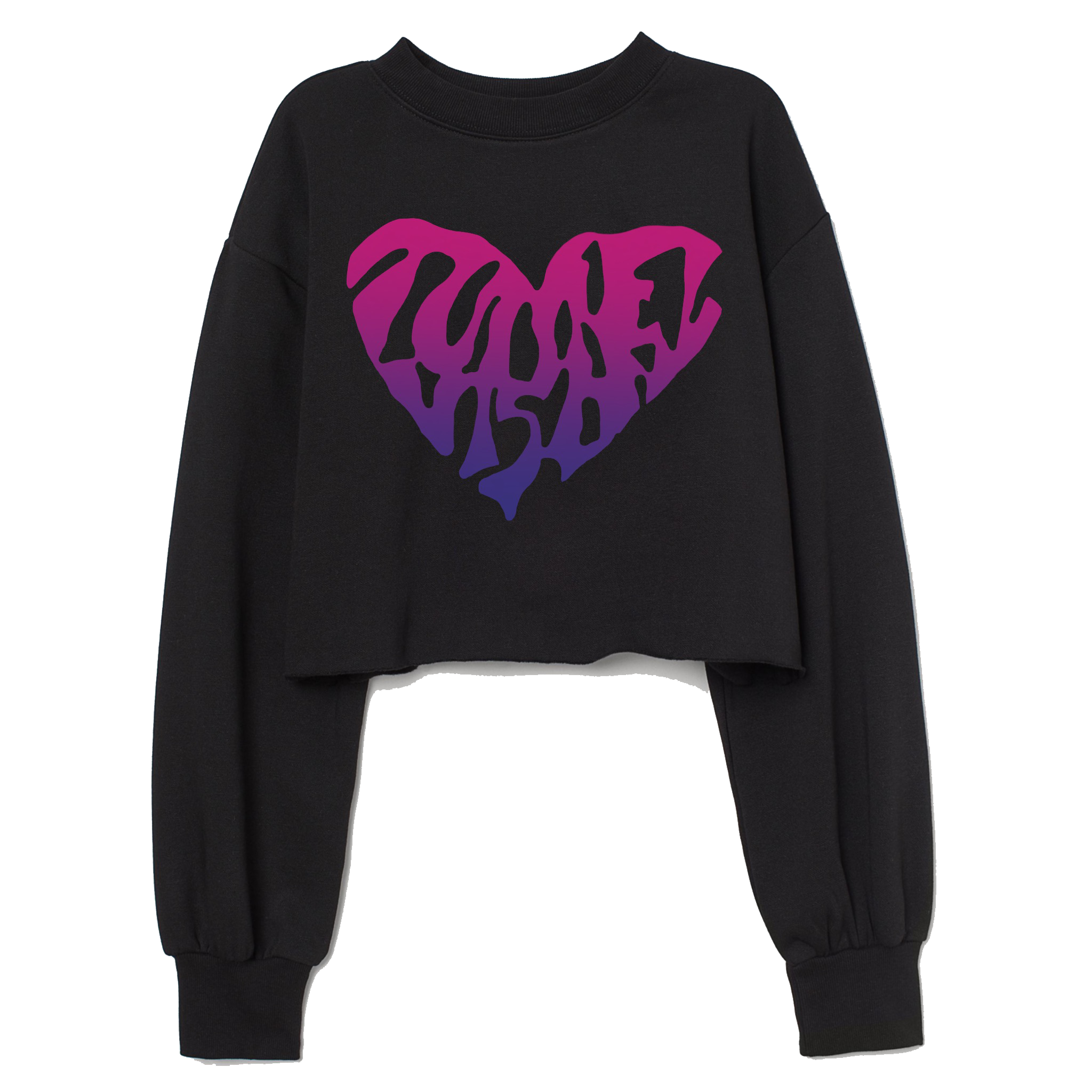 Women's Heart Crop Long Sleeve (Black)